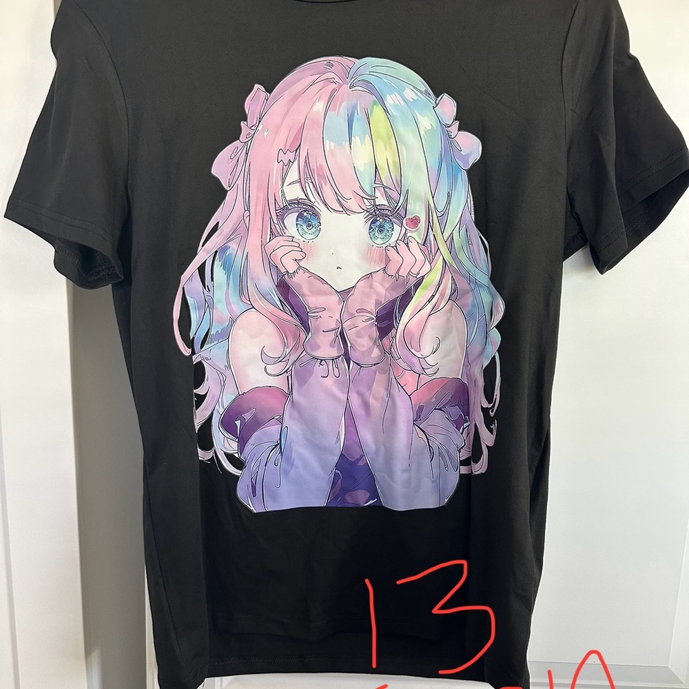 Black Kids Shirt with Pastel Anime Print